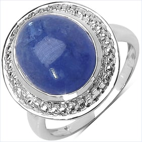 7.10 CT Genuine Tanzanite 14K White Gold Ring