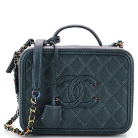 Chanel Filigree Vanity Case Quilted Iridescent