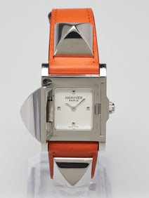 Hermes Orange Swift Leather Palladium Plated