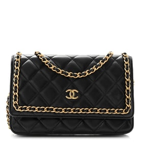 Chanel Lambskin Quilted Chain Around Wallet