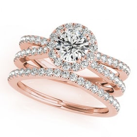 1.78 ctw Certified VS/SI Diamond 2pc Wedding Set Halo 14k Rose Gold