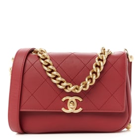 Chanel Calfskin Stitched Flap Red