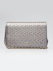 Chanel Silver Studded Lambskin Leather WOC