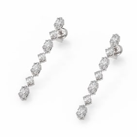 2.88 ctw Oval Cut Diamond Designer Earrings 18K White Gold