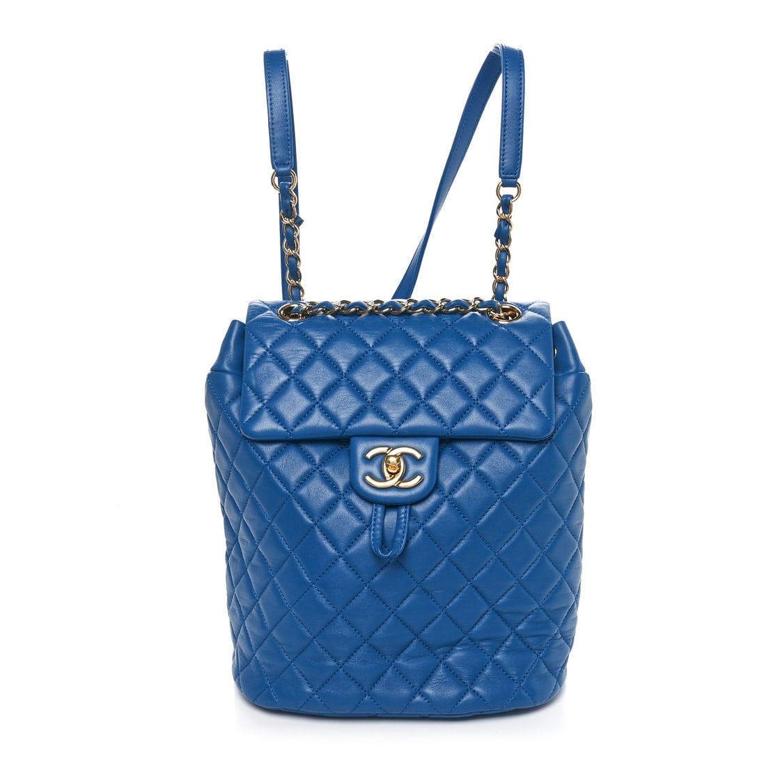 Chanel Lambskin Quilted Small Urban Spirit: Chanel Lambskin Quilted Small Urban Spirit Backpack Blue Brand: CHANEL Condition: Shows Wear Condition Details: Exterior: Creases, structure wear, imprints, Handle: Creases, Hardware: Faint scratch(es