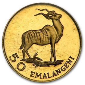 1975 Swaziland Gold 50 Emalangeni Kudu