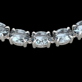 45 ctw Aquamarine Eternity Designer Necklace 14k White Gold