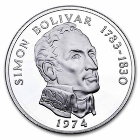 1974 Panama Silver 20 Balboas Simon