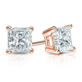 Natural 1.25 CTW Diamond Stud Earrings 14K Rose Gold