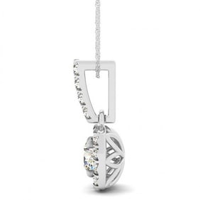 1.5 ctw Certified VS/SI Diamond Solitaire Halo Necklace 14k White Gold