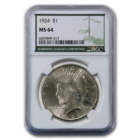 1924 Peace Dollar MS-64 NGC (Green