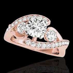1.76 ctw Certified Diamond Bypass Solitaire Ring 10k Rose Gold