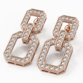 3.32 ctw Diamond Designer Earrings 18K Rose Gold