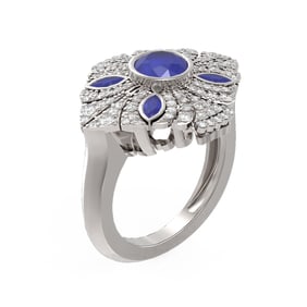 2.32 ctw Sapphire & Diamond Ring 18K White Gold