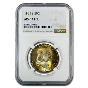 1951-S Franklin Half Dollar MS-67 NGC