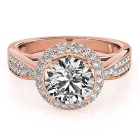 1.65 ctw Certified VS/SI Diamond Halo Ring 18k Rose Gold