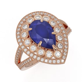5.12 ctw Certified Sapphire & Diamond Victorian Ring 14K Rose Gold
