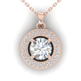1.1 ctw Certified VS/SI Diamond Micro Stud Necklace 14k Rose Gold