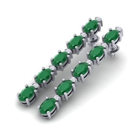 12.36 ctw Emerald & VS/SI Certified Diamond Tennis Earrings 10k White Gold
