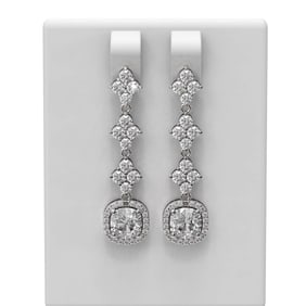 3.86 ctw Cushion Diamond Earrings 18K White Gold