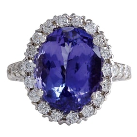 Exquisite Natural Tanzanite Diamond Ring 14K