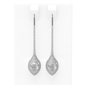 3.41 ctw Pear Diamond Earrings 18K White Gold