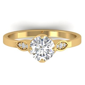 1.05 ctw Certified VS/SI Diamond Art Deco Ring 14k Yellow Gold
