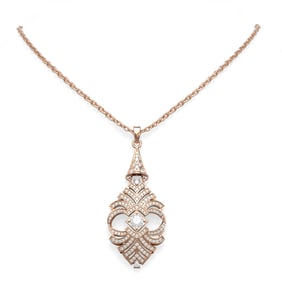 3.05 ctw Diamond Necklace 18K Rose Gold