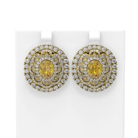 11.3 ctw Canary Citrine & Diamond Earrings 18K Yellow Gold