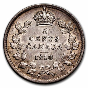 1910 Canada Silver 5 Cents Edward