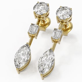 3.5 ctw Marquise Cut Diamond Designer Earrings 18K Yellow Gold