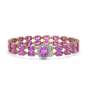 24.82 ctw Amethyst & Diamond Bracelet 14K Rose Gold