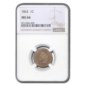 1863 Indian Head Cent MS-66 NGC