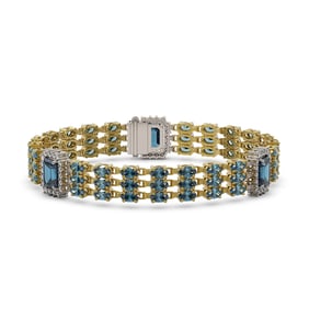 27.1 ctw London Topaz & Diamond Bracelet 14K Yellow Gold