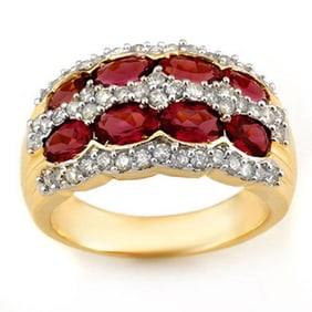 3.0 ctw Pink Tourmaline & Diamond Ring 14k Yellow Gold