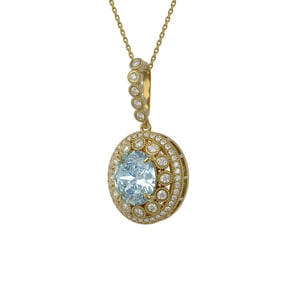 6.81 ctw Aquamarine & Diamond Victorian Necklace 14K Yellow Gold