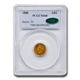 1888 $1 Indian Head Gold MS-68