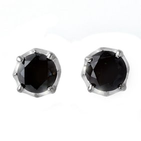 2.50 ctw VS Certified Black Diamond Stud Earrings 14k White Gold