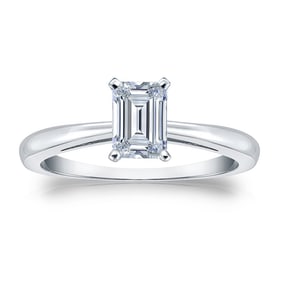 Natural 0.50 CTW Diamond Solitaire Ring 18K White Gold