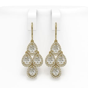 5.85 ctw Pear Cut Diamond Micro Pave Earrings 18K Yellow Gold