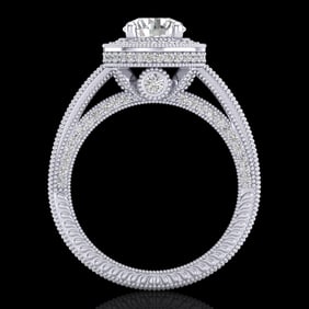 2.8 ctw VS/SI Diamond Solitaire Art Deco Ring 18k White Gold