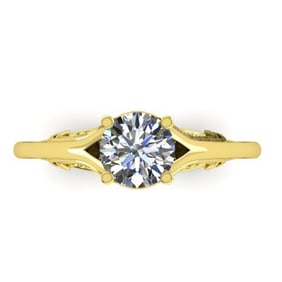 1 ctw Solitaire Certified VS/SI Diamond Ring Art Deco 14k Yellow Gold