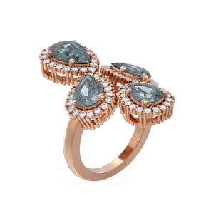 6.41 ctw Blue Topaz & Diamond Ring 18K Rose Gold