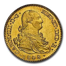 1808-M Spain Gold 2 Escudos Charles