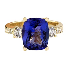 Tanzanite Diamond Ring 14K Yellow Gold