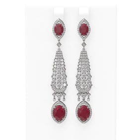 11.32 ctw Ruby & Diamond Earrings 18K White Gold