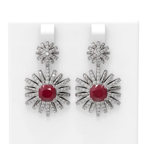 6.23 ctw Ruby & Diamond Earrings 18K White Gold