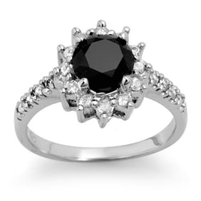 2.45 ctw VS Certified Black & White Diamond Solitaire Ring 14k White Gold