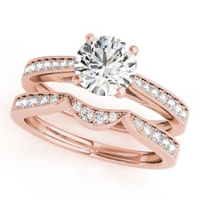 1.19 ctw Certified VS/SI Diamond 2pc Wedding Set 14k Rose Gold