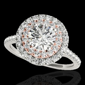 1.5 ctw Certified Diamond Solitaire Halo Ring 10k 2Tone Gold